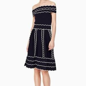 NWT Kate Spade x Madison Avenue Orlena Rich Navy White Scallop Dress